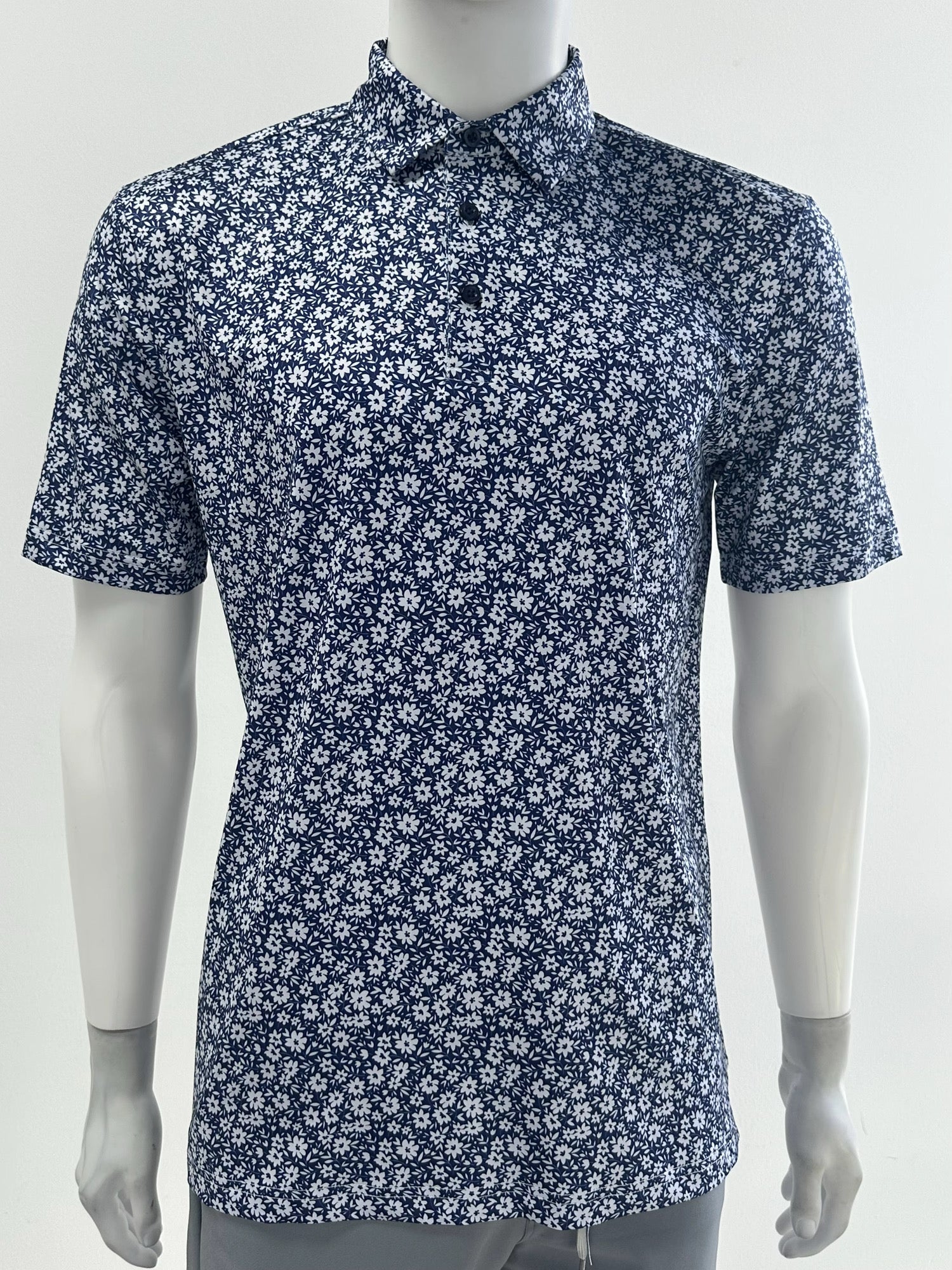 Navy Floral Performance Polo